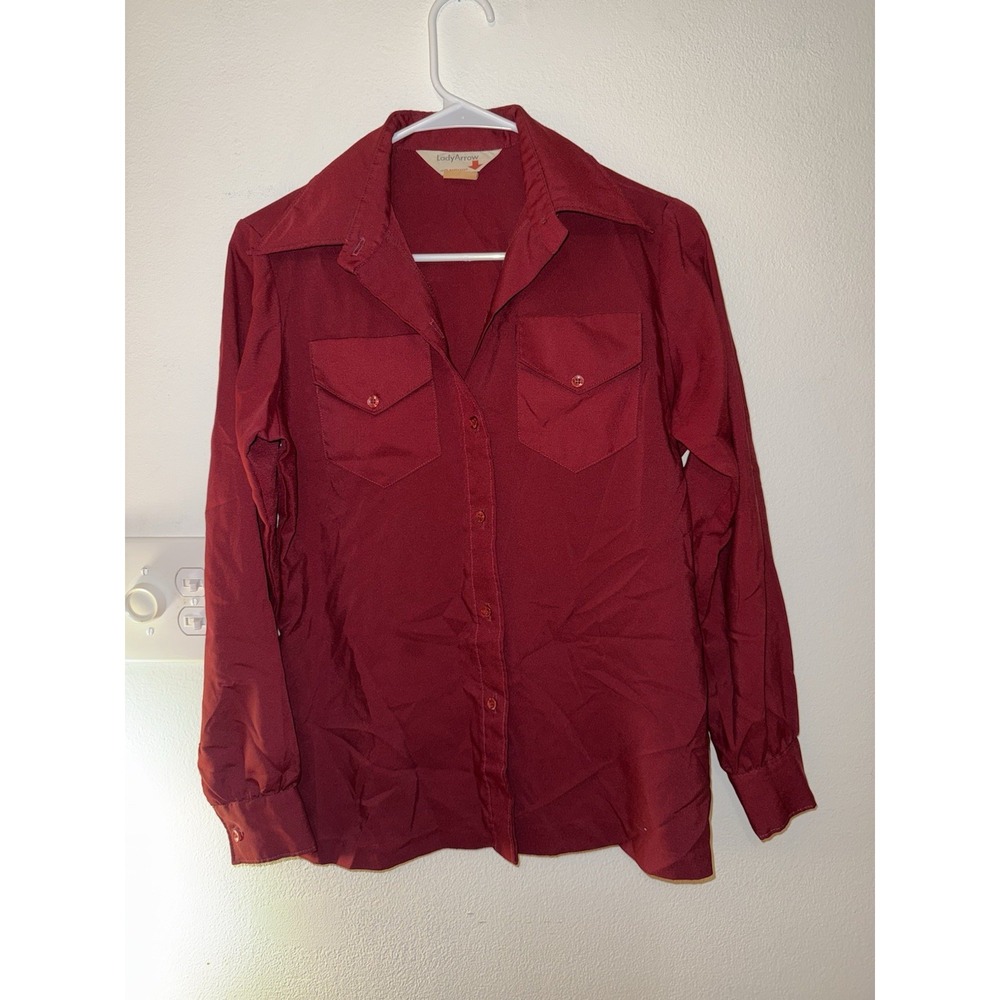 Vintage Red Lady Arrow Western Style Button Up‎ 1970's Women's Size 12